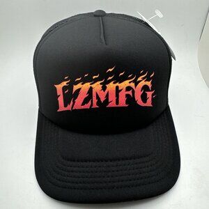 LZMFG Trucker Hat Black Racing Meshback SnapBack GR69